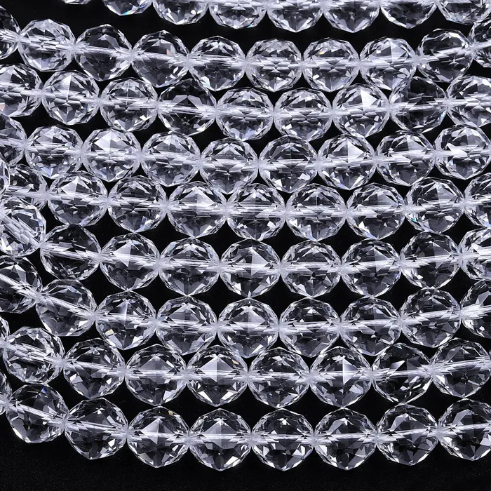 Genuine 100 Natural Rock Quartz Faceted 6mm 8mm 10mm 12mm 14mm 16mm Round Beads AAA Gem Quality Geometric Diamond Star Cut 155 Strand Intrinsic Trading Earrings
