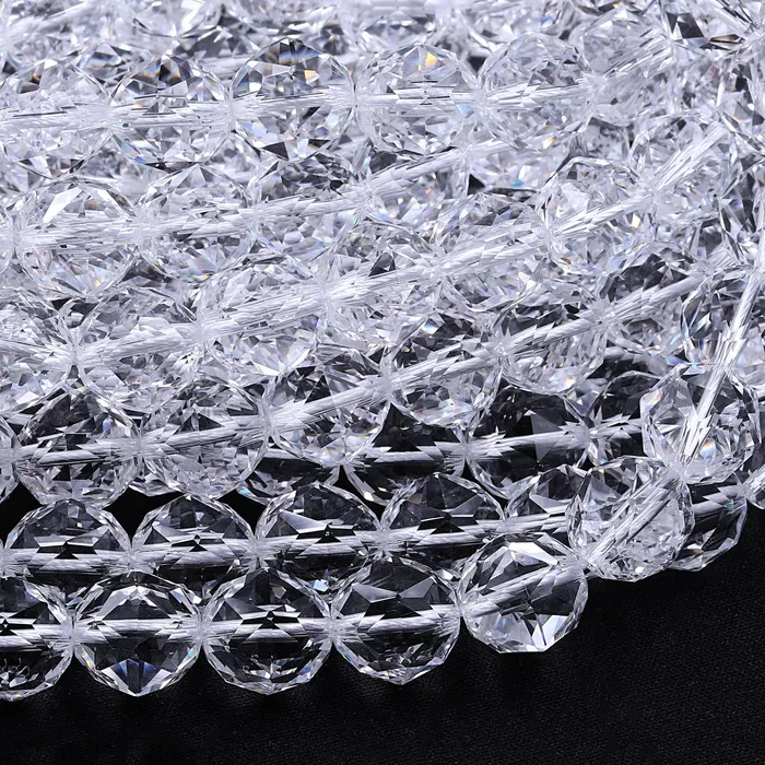 Genuine 100 Natural Rock Quartz Faceted 6mm 8mm 10mm 12mm 14mm 16mm Round Beads AAA Gem Quality Geometric Diamond Star Cut 155 Strand Intrinsic Trading Earrings