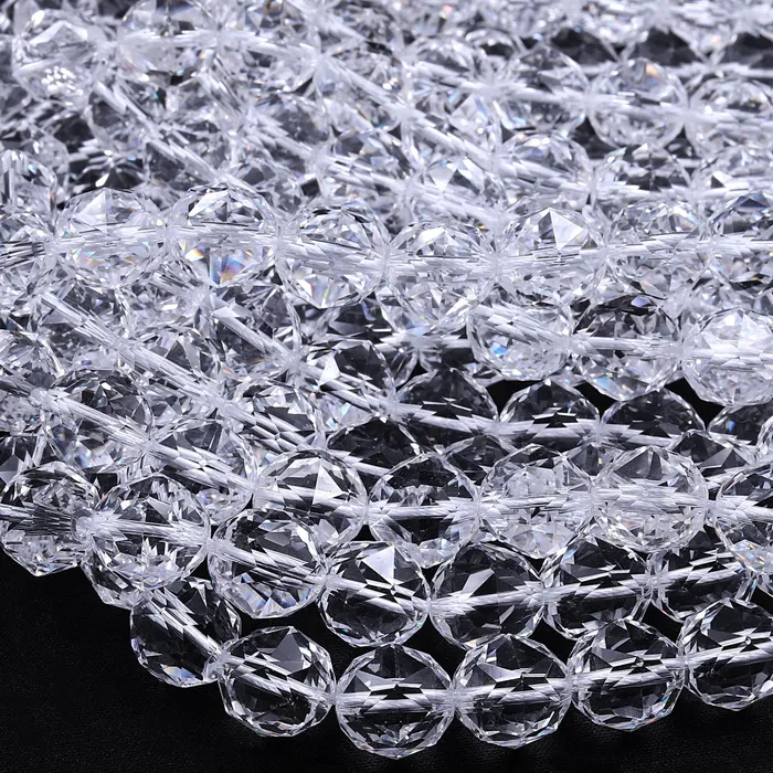 Genuine 100 Natural Rock Quartz Faceted 6mm 8mm 10mm 12mm 14mm 16mm Round Beads AAA Gem Quality Geometric Diamond Star Cut 155 Strand Intrinsic Trading Earrings