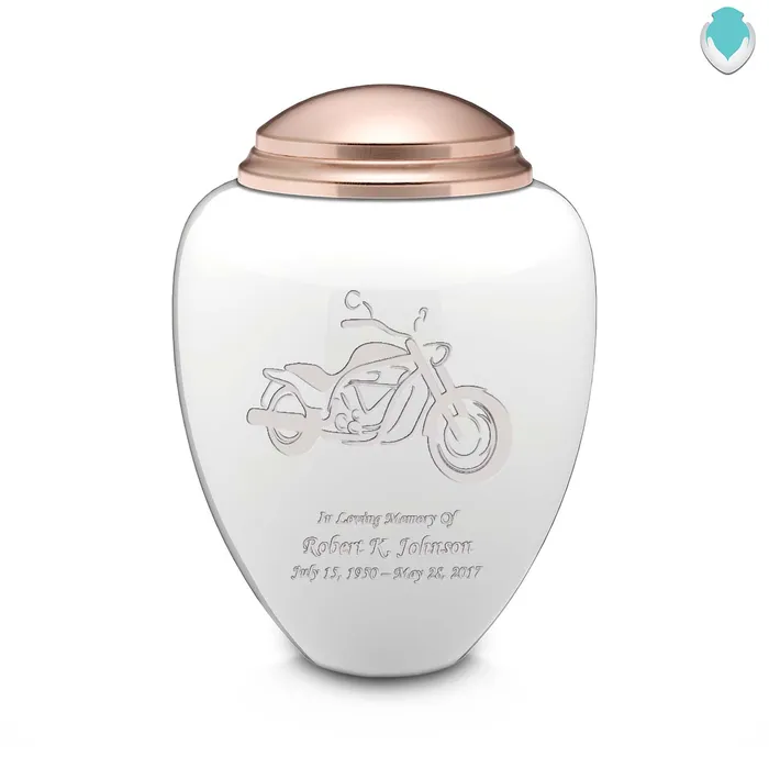 GetUrns Adult Tribute White Rose Gold Motorcycle Cremation Urn Earrings