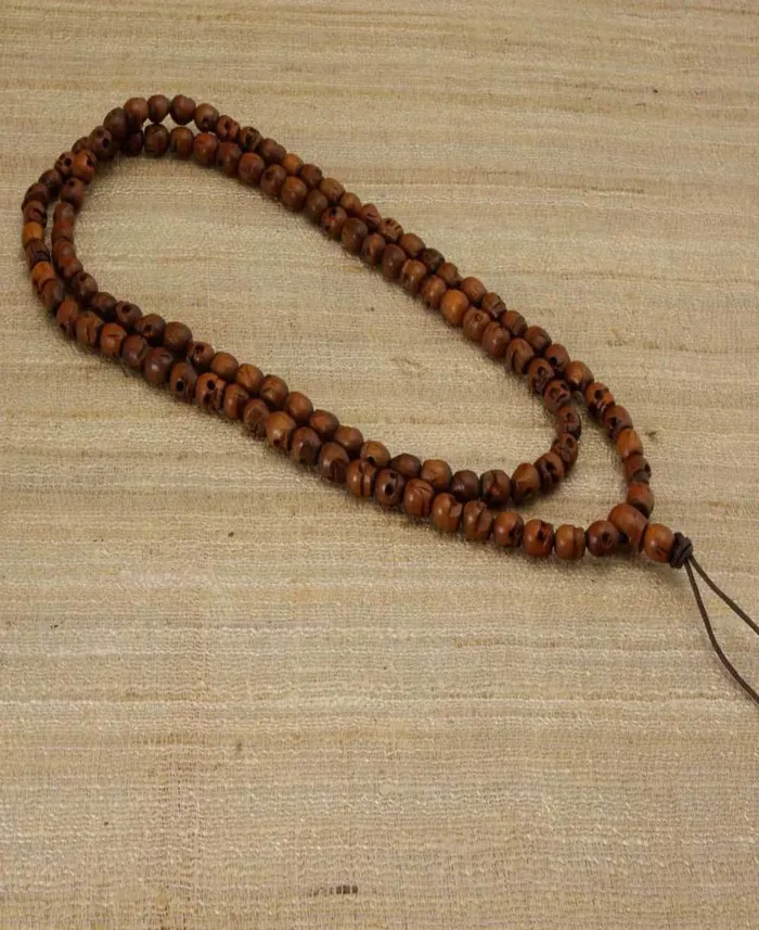 Handmade Tibetan Skull Wood Meditation Mala Buddha Groove Rings