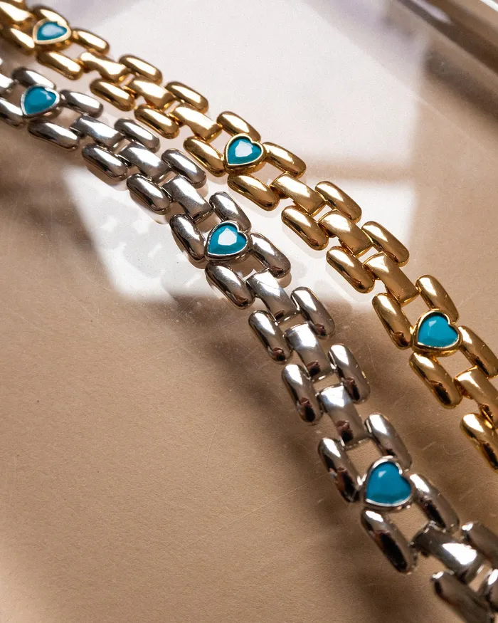 Heart Stone Link Bracelet Gold Luv Aj Bracelets