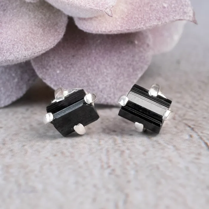 InnerVision Crystals Earrings Black Tourmaline Stud Earrings 7mm 9mm 925 Silver InnerVision Crystals Earrings Black Tourmaline Stud Earrings 7mm 9mm 925 Silver