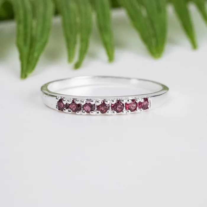 InnerVision Crystals Rings Rhodonite Garnet Ring 15mm 925 Silver Choose Size
