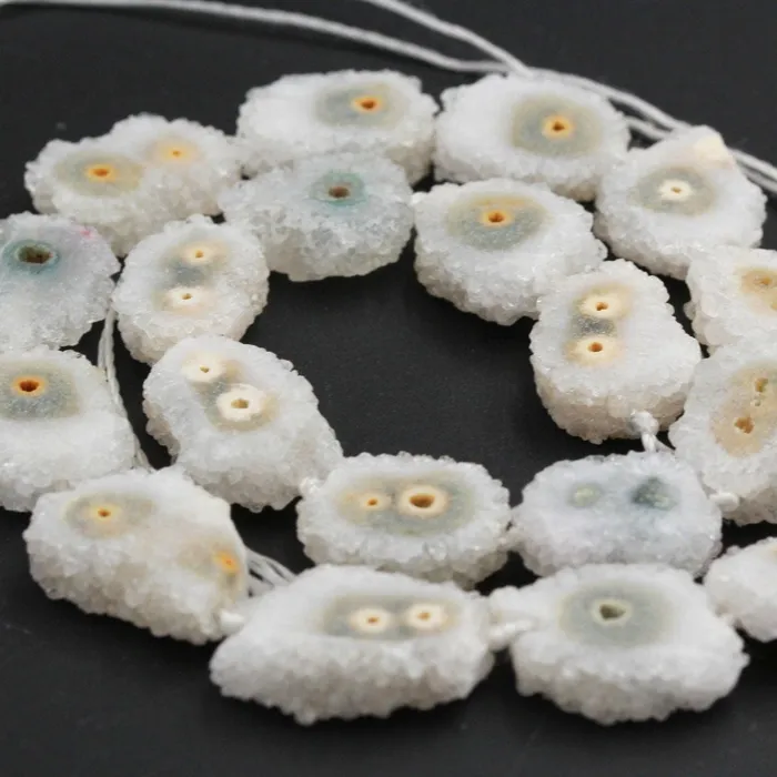 Intrinsic Trading Earrings Full Strand Natural Solar Quartz Flower Slice Stalactite Flower Beads Drilled Freeform Daisy Flower Perfect for Earrings Beads 16 Strand