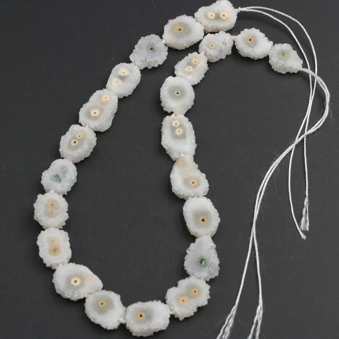 Intrinsic Trading Earrings Full Strand Natural Solar Quartz Flower Slice Stalactite Flower Beads Drilled Freeform Daisy Flower Perfect for Earrings Beads 16 Strand