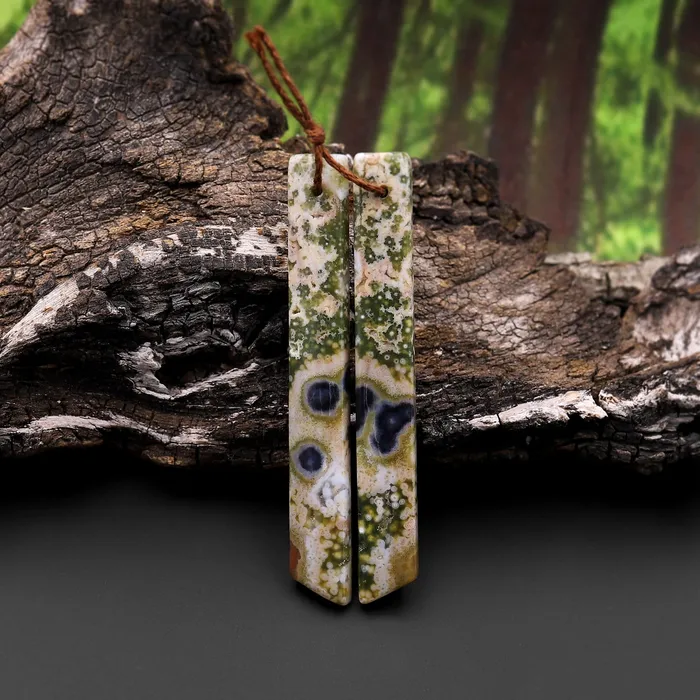 Intrinsic Trading Earrings Natural Ocean Jasper Super Long Linear Spike Thin Rectangle Earring Pair Matched Gemstone Beads Intrinsic Trading Earrings Natural Ocean Jasper Super Long Linear Spike Thin Rectangle Earring Pair Matched Gemstone Beads