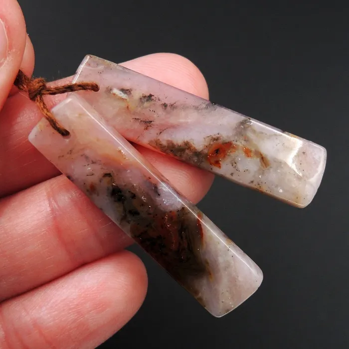 Intrinsic Trading Earrings Pink Opal Earring Pair Rectangle Cabochon Cab Pair Drilled Matched Earrings Natural Bead Pair E2747