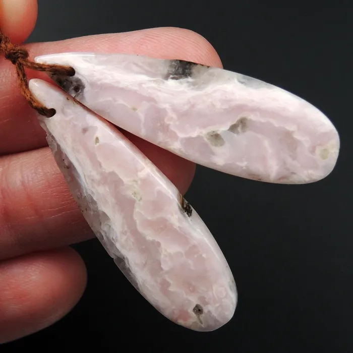 Intrinsic Trading Earrings Pink Opal Earring Pair Teardrop Cabochon Cab Pair Drilled Matched Earrings Natural Bead Pair E3157