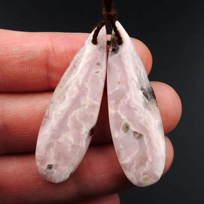 Intrinsic Trading Earrings Pink Opal Earring Pair Teardrop Cabochon Cab Pair Drilled Matched Earrings Natural Bead Pair E3157