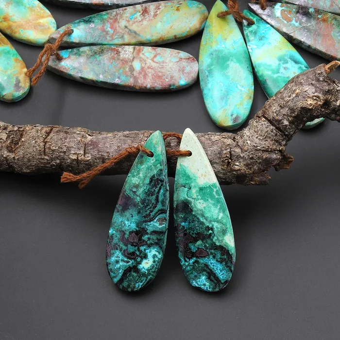 Intrinsic Trading Natural Chrysocolla Earring Pair Gemstone Drilled Teardrop Matched Gemstone Beads From Australia A3 Earrings Intrinsic Trading Natural Chrysocolla Earring Pair Gemstone Drilled Teardrop Matched Gemstone Beads From Australia A3 Earrings