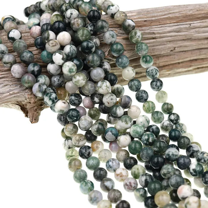 Intrinsic Trading Natural Green Tree Agate 6mm 8mm 10mm Round Beads 155 Strand Necklaces
