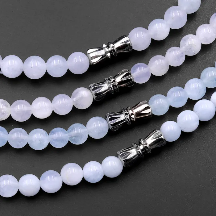 Intrinsic Trading Necklaces Graduated Natural Blue Aquamarine Round Beads 23 Long Finished Necklace Strand