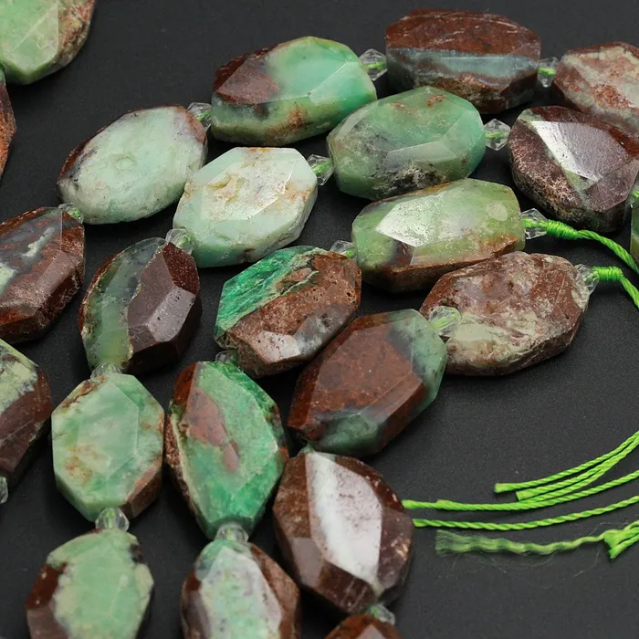 Intrinsic Trading Necklaces Natural Chunky Faceted Australian Green Chrysoprase Slab Cushion Rectangle Rectangular Nugget Slice Pendant Focal Beads 155 Strand