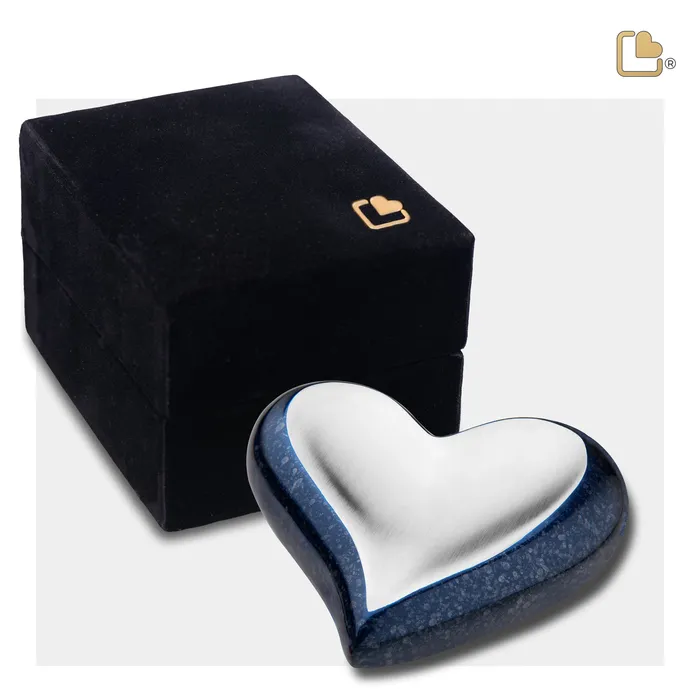 LoveUrns Necklaces Heart Speckled Indigo Cremation Urn