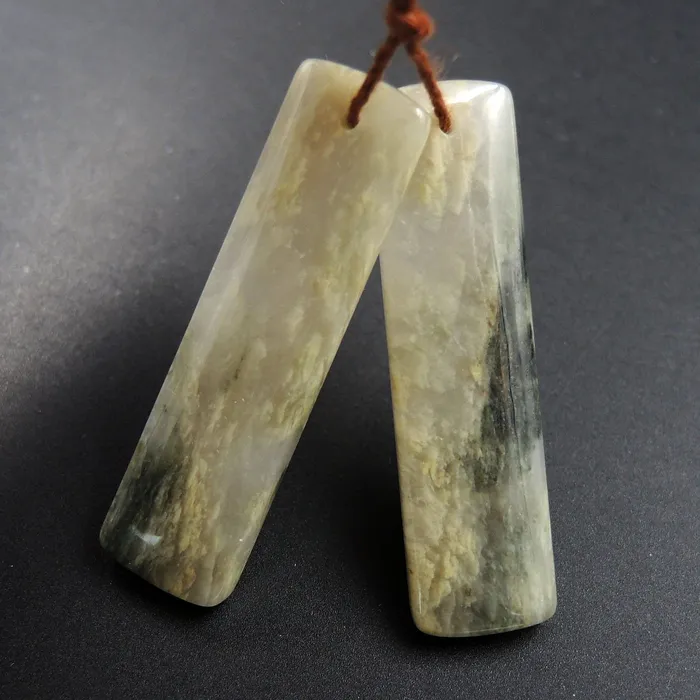 Natural Green Cloudy Quartz Rectangle Cabochon Cab Pair Drilled Gemstone Pair Matched Earrings Natural Stone Bead Pair E3000 Intrinsic Trading Earrings Natural Green Cloudy Quartz Rectangle Cabochon Cab Pair Drilled Gemstone Pair Matched Earrings Natural Stone Bead Pair E3000 Intrinsic Trading Earrings