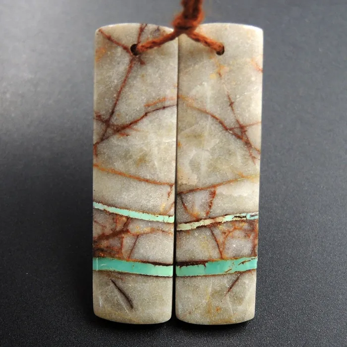 Natural Turquoise From Royston Nevada Cabochon Cab Pair Drilled Matched Earrings Bead Pair E3264 Intrinsic Trading Earrings