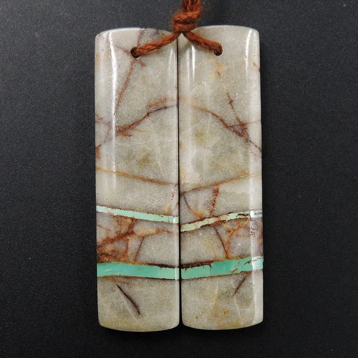 Natural Turquoise From Royston Nevada Cabochon Cab Pair Drilled Matched Earrings Bead Pair E3264 Intrinsic Trading Earrings