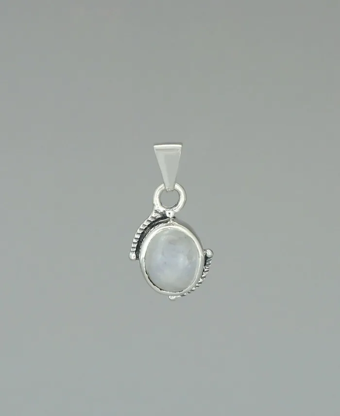 Necklaces Buddha Groove Sterling Silver Small Moonstone Pendant