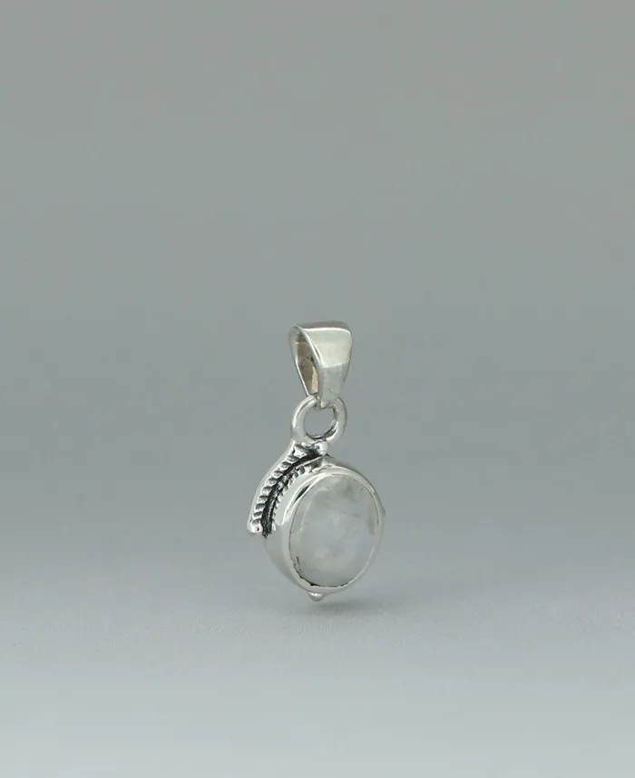 Necklaces Buddha Groove Sterling Silver Small Moonstone Pendant