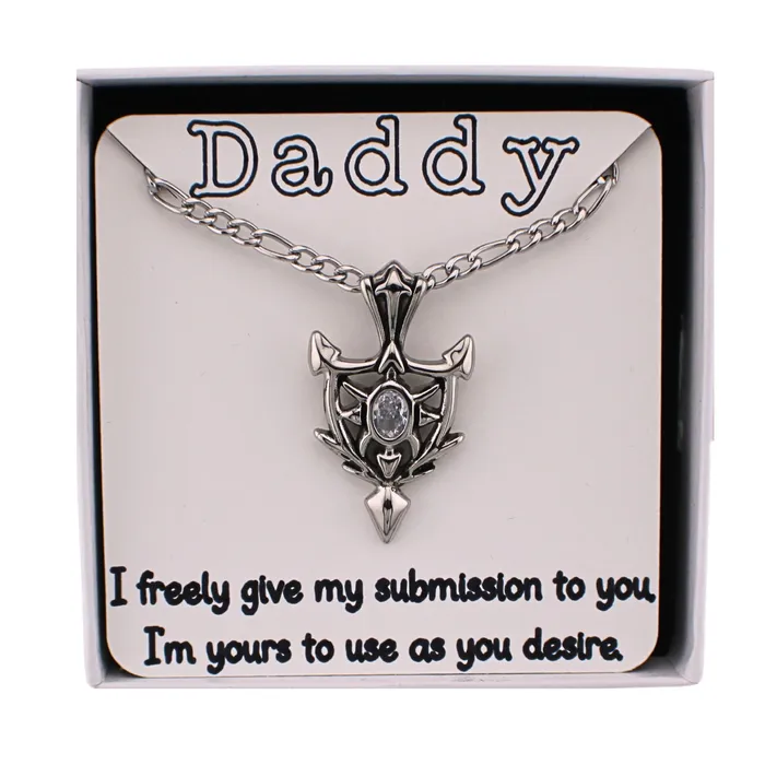 Necklaces Captive Collars Shield Knight Warrior Necklace CZ Stone