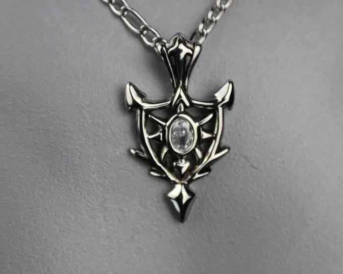Necklaces Captive Collars Shield Knight Warrior Necklace CZ Stone Necklaces Captive Collars Shield Knight Warrior Necklace CZ Stone