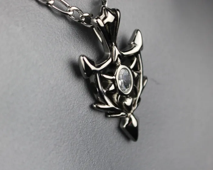 Necklaces Captive Collars Shield Knight Warrior Necklace CZ Stone Necklaces Captive Collars Shield Knight Warrior Necklace CZ Stone