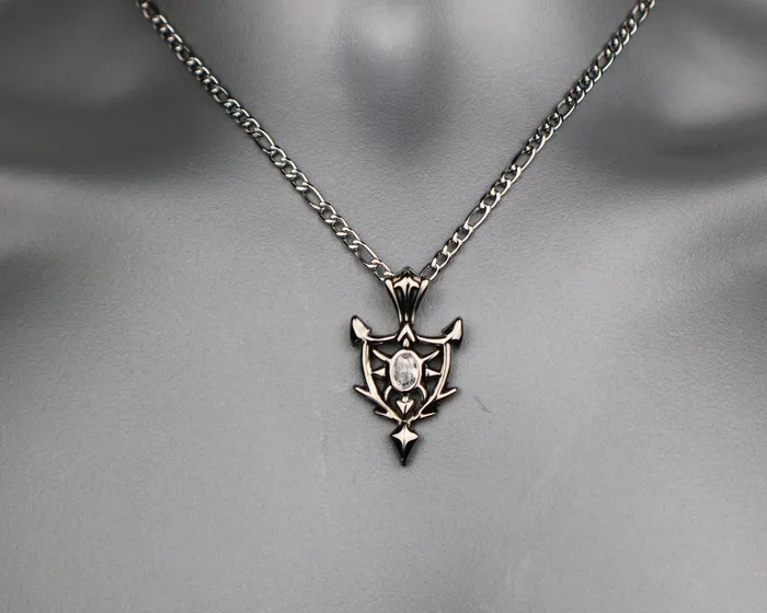 Necklaces Captive Collars Shield Knight Warrior Necklace CZ Stone Necklaces Captive Collars Shield Knight Warrior Necklace CZ Stone