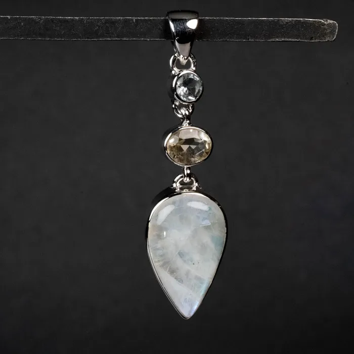 Necklaces InnerVision Crystals Moonstone Citrine Blue Topaz Pendant 925 Silver Necklaces InnerVision Crystals Moonstone Citrine Blue Topaz Pendant 925 Silver