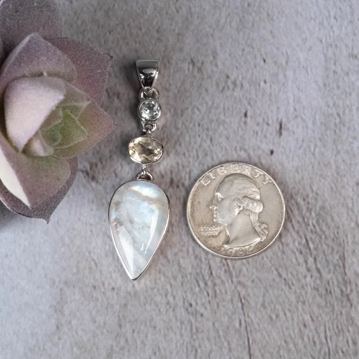 Necklaces InnerVision Crystals Moonstone Citrine Blue Topaz Pendant 925 Silver