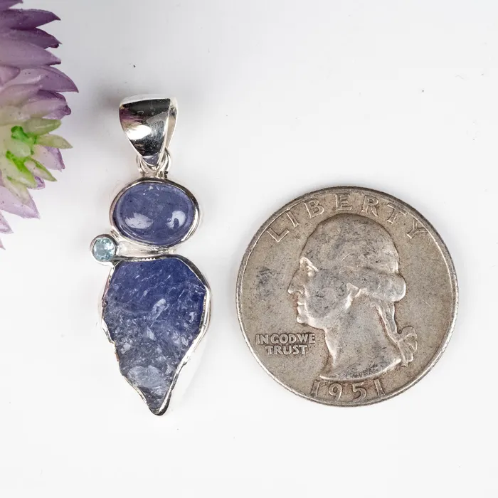 Necklaces InnerVision Crystals Tanzanite Blue Topaz Pendant 466 g 35x12mm 925 Silver