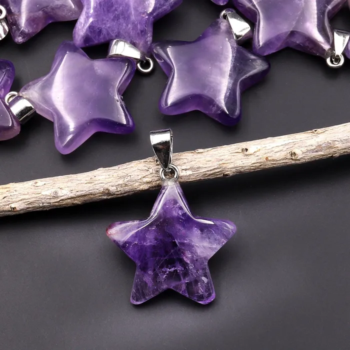 Necklaces Intrinsic Trading Natural Purple Amethyst Pendant Gemstone Star