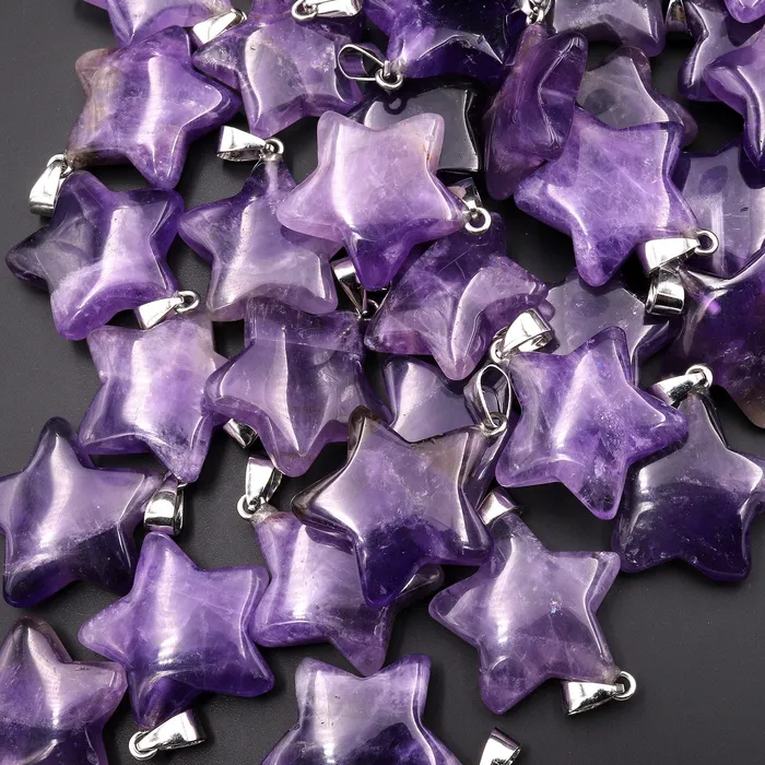 Necklaces Intrinsic Trading Natural Purple Amethyst Pendant Gemstone Star
