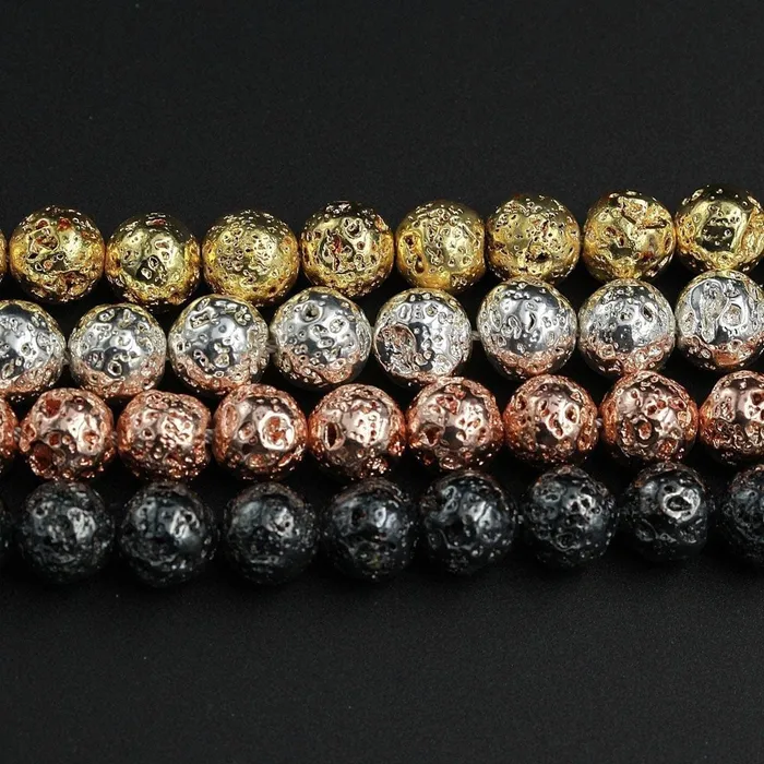 Necklaces Intrinsic Trading Titanium Lava Round Bead 4mm 6mm 8mm 10mm Metallic Natural Volcanic Rock Stone Gunmetal Black Silver Rose Gold Electroplated 16 Strand Necklaces Intrinsic Trading Titanium Lava Round Bead 4mm 6mm 8mm 10mm Metallic Natural Volcanic Rock Stone Gunmetal Black Silver Rose Gold Electroplated 16 Strand