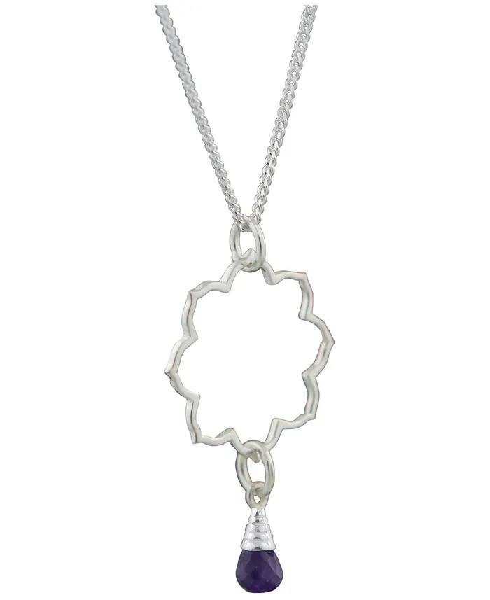 Necklaces Lotus Gemstone Drop Necklace Sterling Silver Buddha Groove