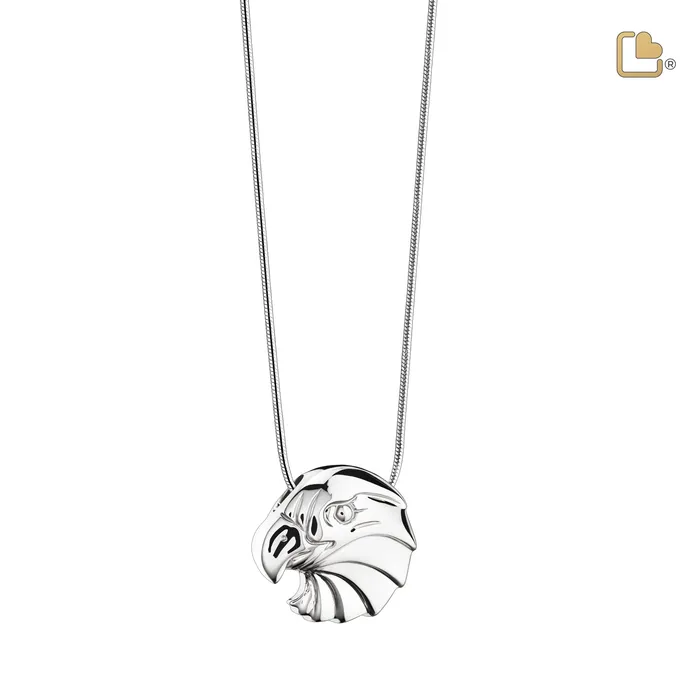 Necklaces LoveUrns Treasure Eagle Rhodium Plated Sterling Silver Cremation Pendant Necklaces LoveUrns Treasure Eagle Rhodium Plated Sterling Silver Cremation Pendant