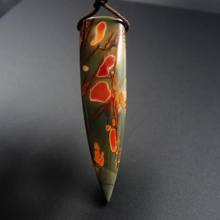 Necklaces Natural Red Creek Jasper Pendant Multicolor Dagger Cabochon Cab Drilled Pendant P1209 Intrinsic Trading
