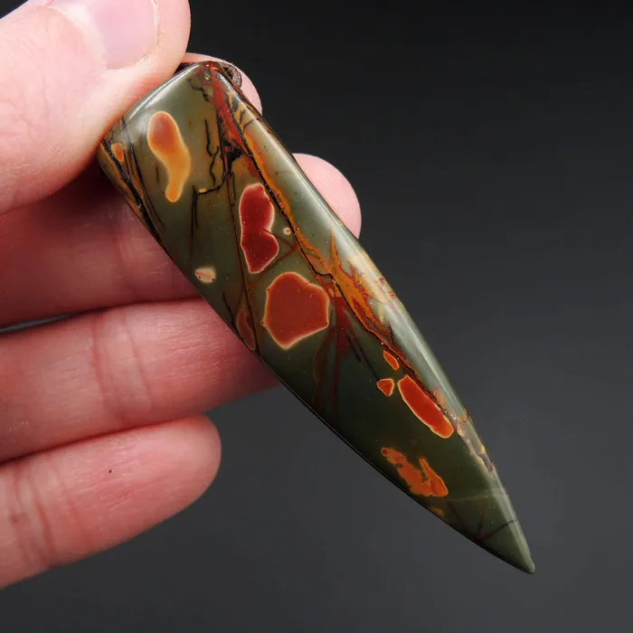 Necklaces Natural Red Creek Jasper Pendant Multicolor Dagger Cabochon Cab Drilled Pendant P1209 Intrinsic Trading