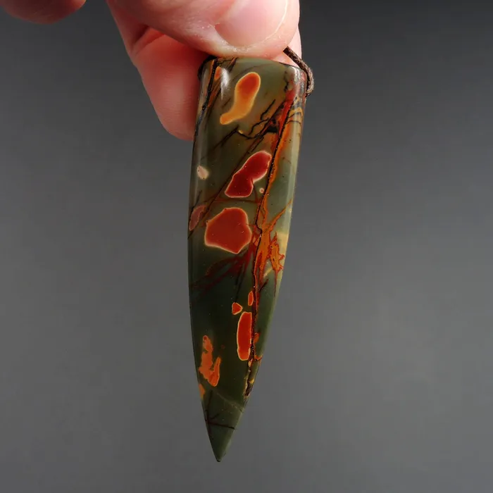 Necklaces Natural Red Creek Jasper Pendant Multicolor Dagger Cabochon Cab Drilled Pendant P1209 Intrinsic Trading