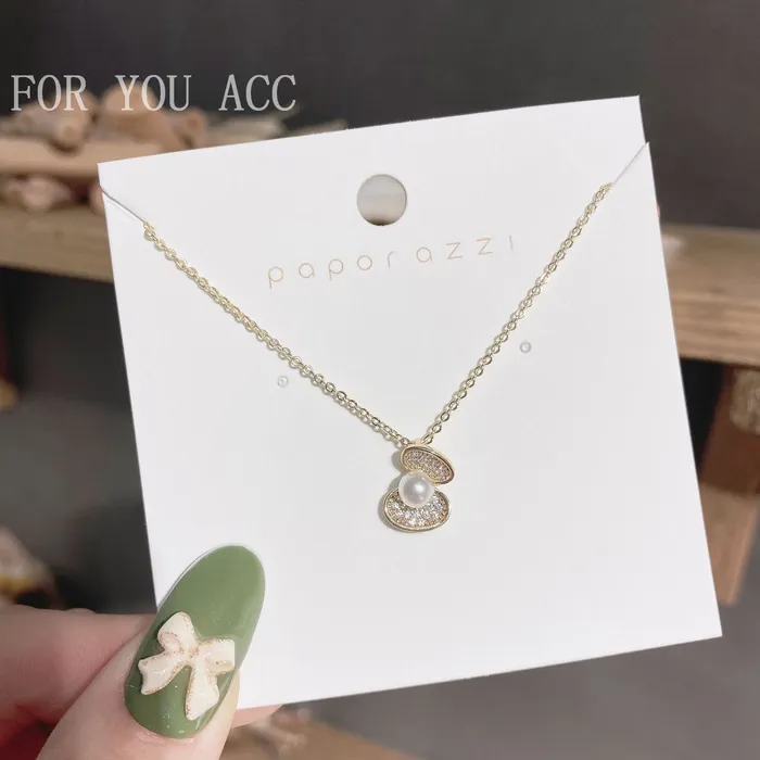 Necklaces Seashell with Pearl Pendant Necklace Refined by AnnaKaci