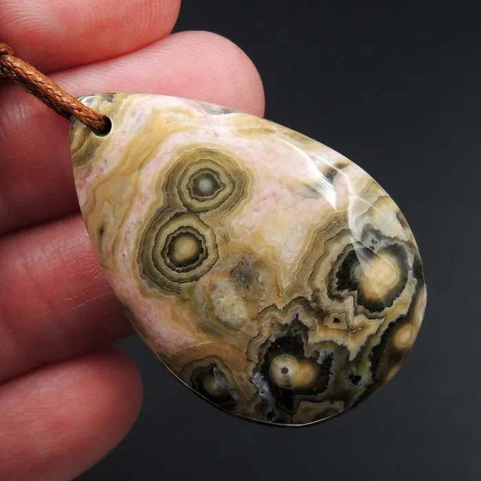 Ocean Jasper Pendant Orange White Grey Green Front Drilled Irregular Freeform Natural Stone Pendant P1735 Intrinsic Trading Necklaces