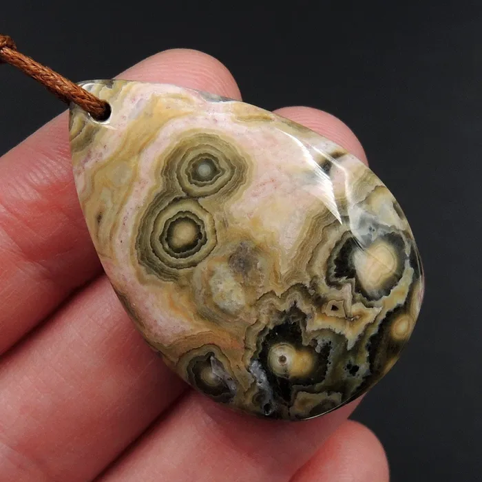 Ocean Jasper Pendant Orange White Grey Green Front Drilled Irregular Freeform Natural Stone Pendant P1735 Intrinsic Trading Necklaces