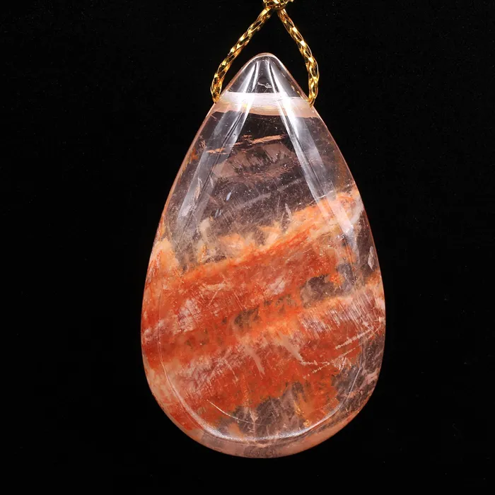 Rare Natural Red Phantom Quartz Puffy Teardrop Pendant Intrinsic Trading Necklaces Rare Natural Red Phantom Quartz Puffy Teardrop Pendant Intrinsic Trading Necklaces