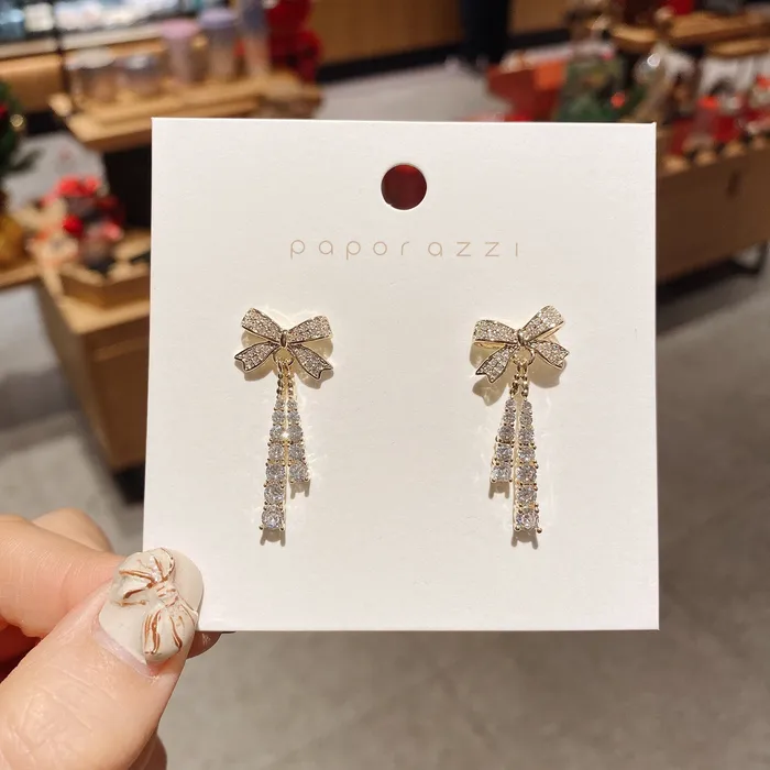 Refined by AnnaKaci Earrings Crystal Embellished Bow Dangle Earrings Refined by AnnaKaci Earrings Crystal Embellished Bow Dangle Earrings