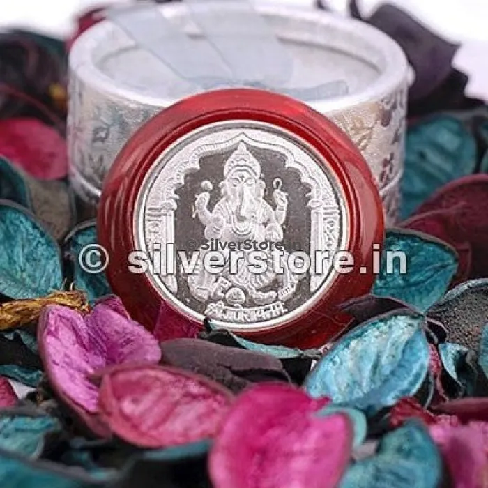 silversrorein Rings Ganesh Silver Coin 999 Fine Silver