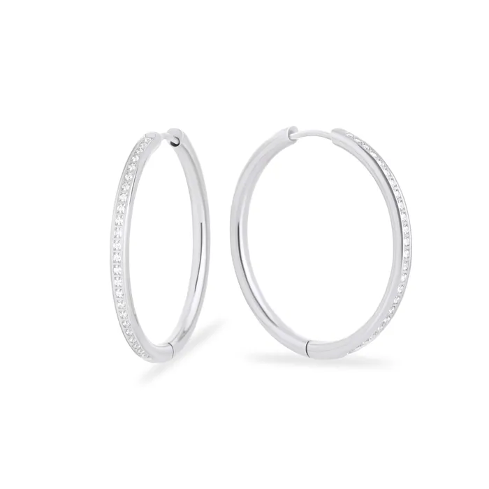 Stainless thin half eternity hoop earrings miabijoux Earrings