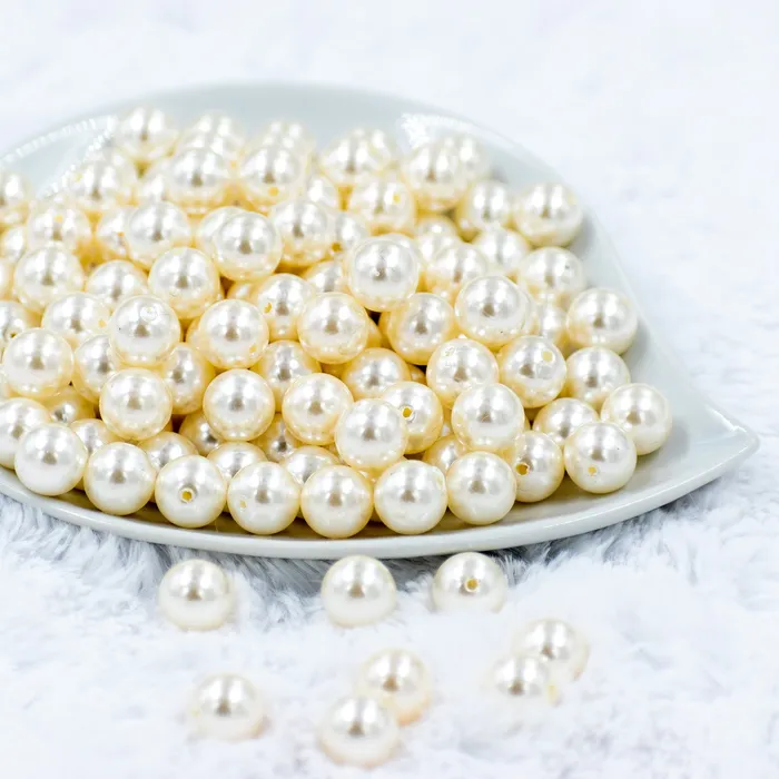 12mm Cream Pearl Acrylic Bubblegum Beads The BumbleBead Company Earrings
