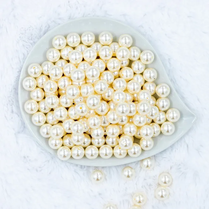 12mm Cream Pearl Acrylic Bubblegum Beads The BumbleBead Company Earrings