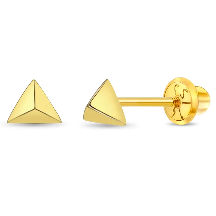 14k Gold Tiny Triangle Kids Childrens Girls Earrings Safety Screw Back Kids Screw Back Earrings Earrings 14k Gold Tiny Triangle Kids Childrens Girls Earrings Safety Screw Back Kids Screw Back Earrings Earrings