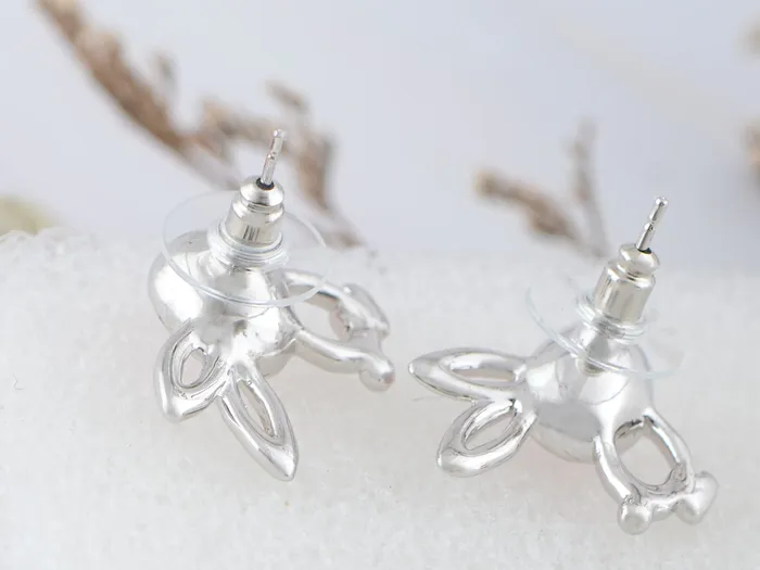 Alilang Earrings Swarovski Crystal Element Silver Pink Flower Leaf Swirl Stud Earrings Alilang Earrings Swarovski Crystal Element Silver Pink Flower Leaf Swirl Stud Earrings
